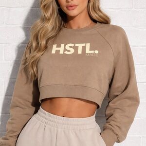 HSTL Women's Brown Crop Sweatshirt